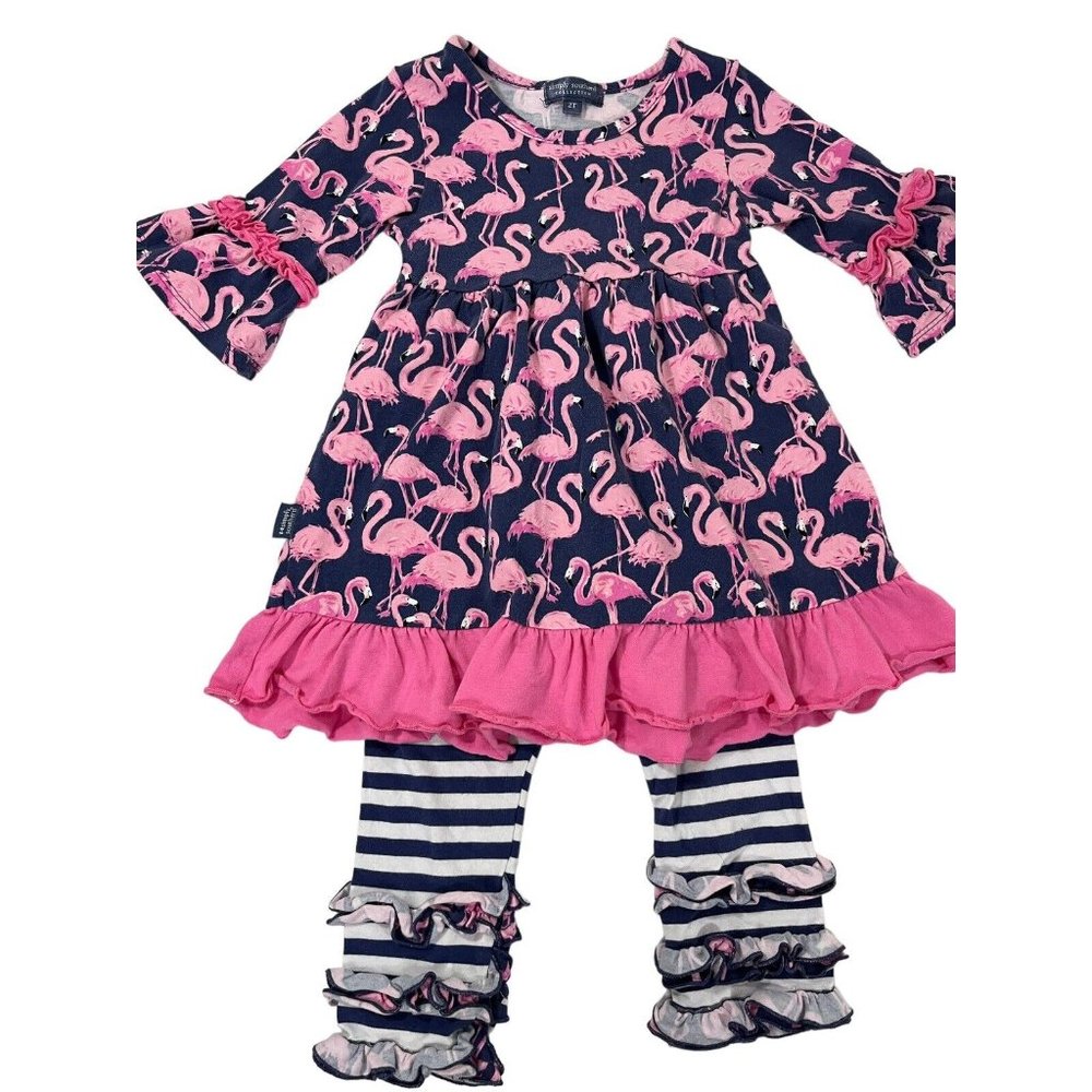 Simply Southern Flamingo Ruffle Outfit 2 Piece 2t